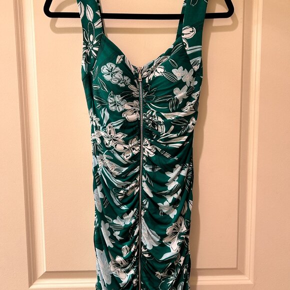 GUESS Women's V-Neck Full Front Zip Floral Printed Sheath Dress Size S - Picture 5 of 10